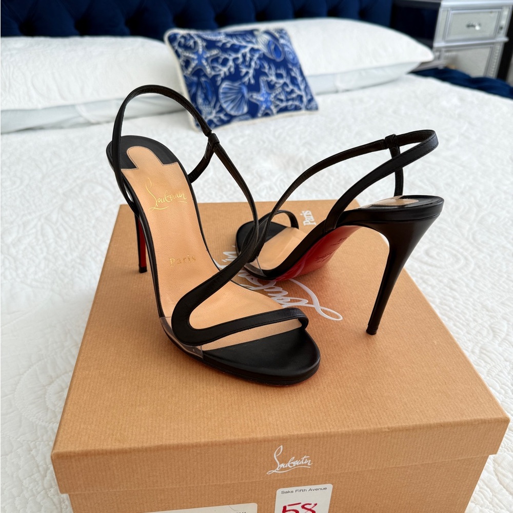 Christian Louboutin Rosalie 100 Leather Slingback Sandals Heels